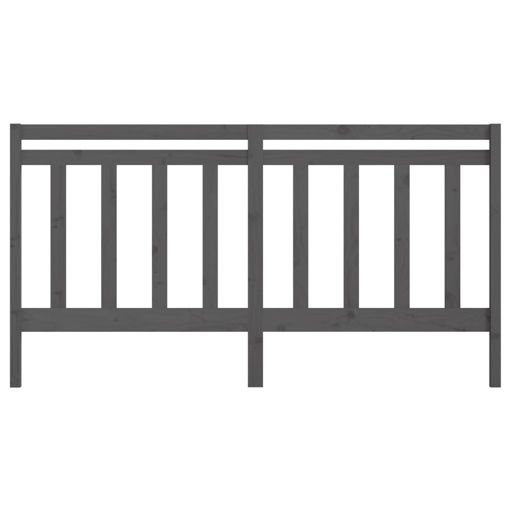 Bed Headboard Grey 186x4x100 cm Solid Wood Pine