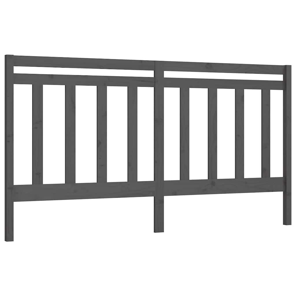 Bed Headboard Grey 206x4x100 cm Solid Wood Pine