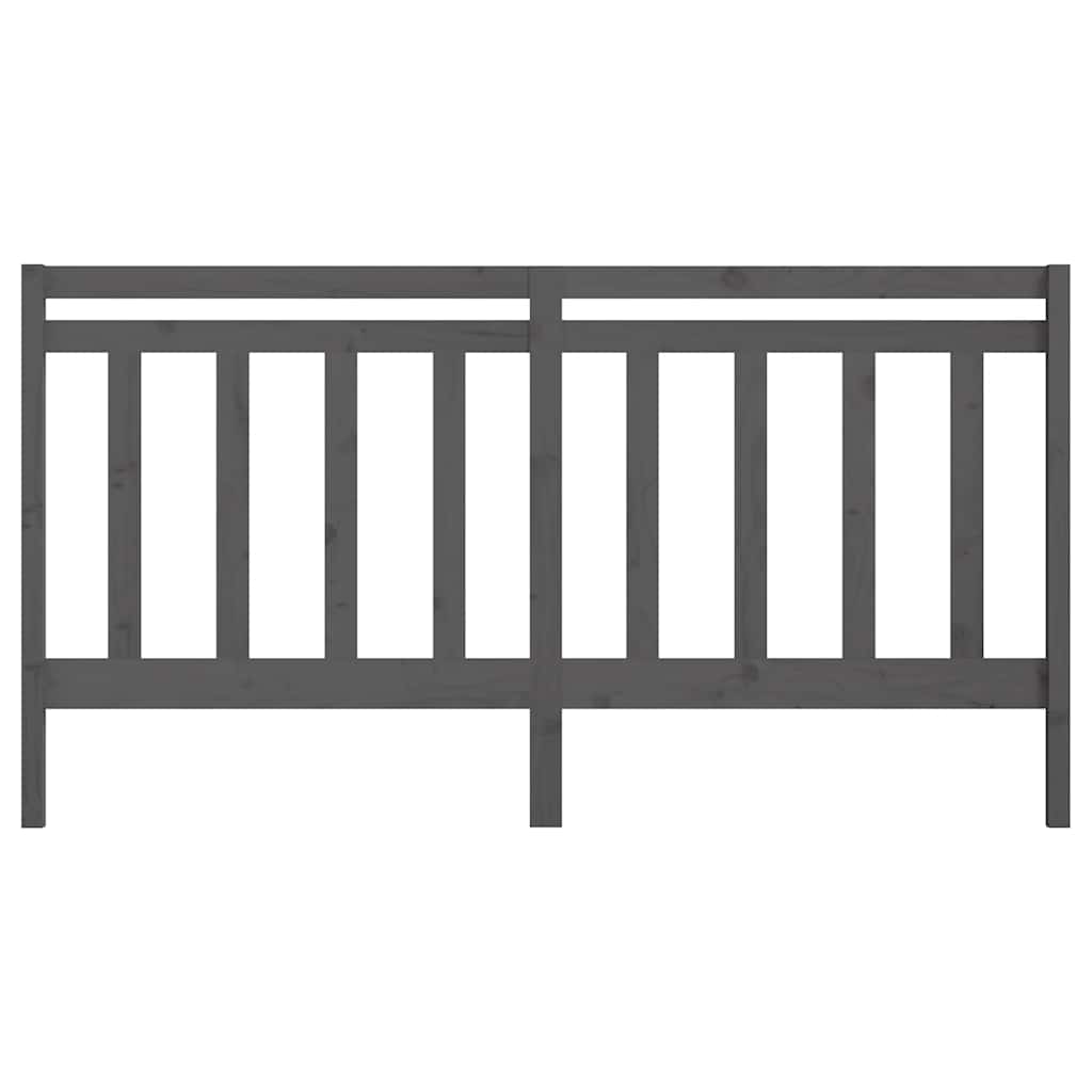 Bed Headboard Grey 206x4x100 cm Solid Wood Pine