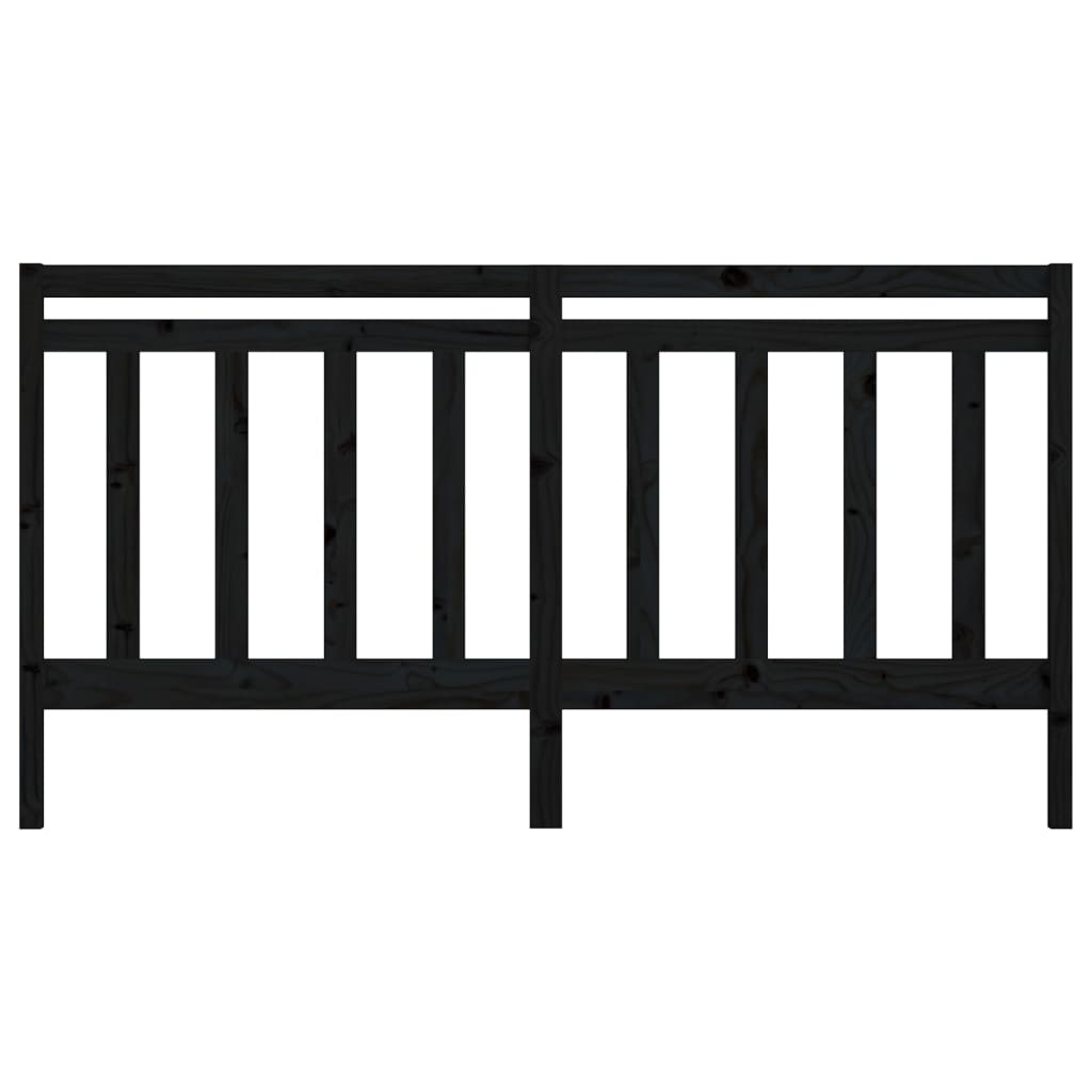 Bed Headboard | Black | Solid Pine Wood | 206 x 4 x 100 cm | Durable
