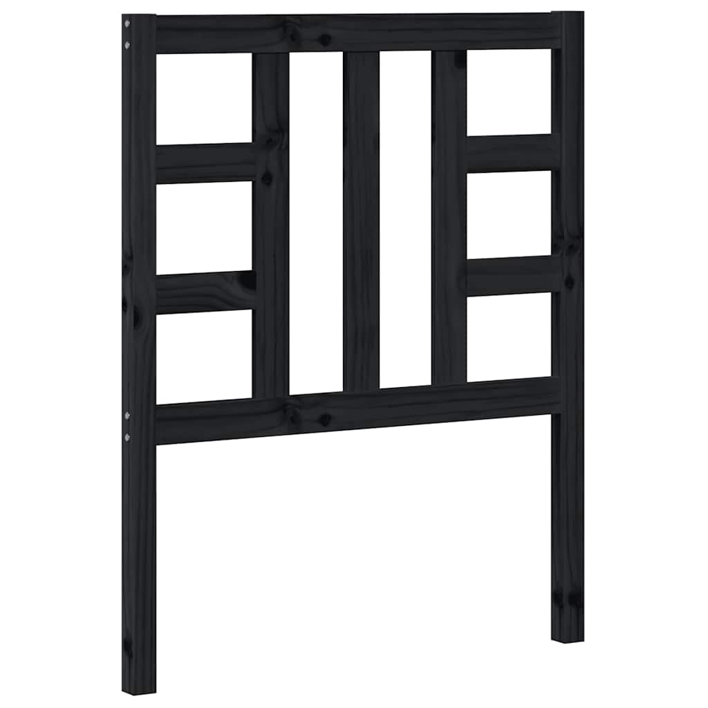Bed Headboard Black 81x4x100 cm Solid Wood Pine