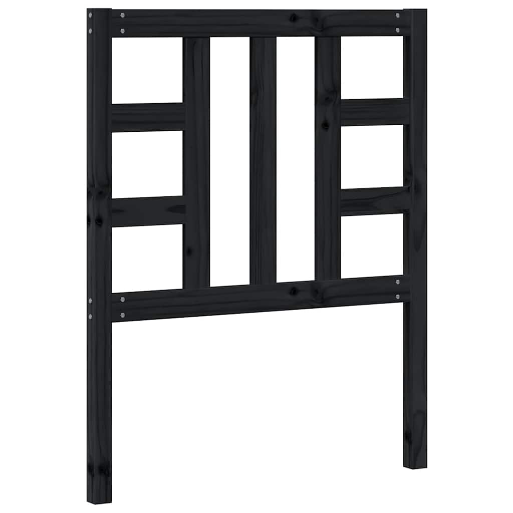 Bed Headboard Black 81x4x100 cm Solid Wood Pine