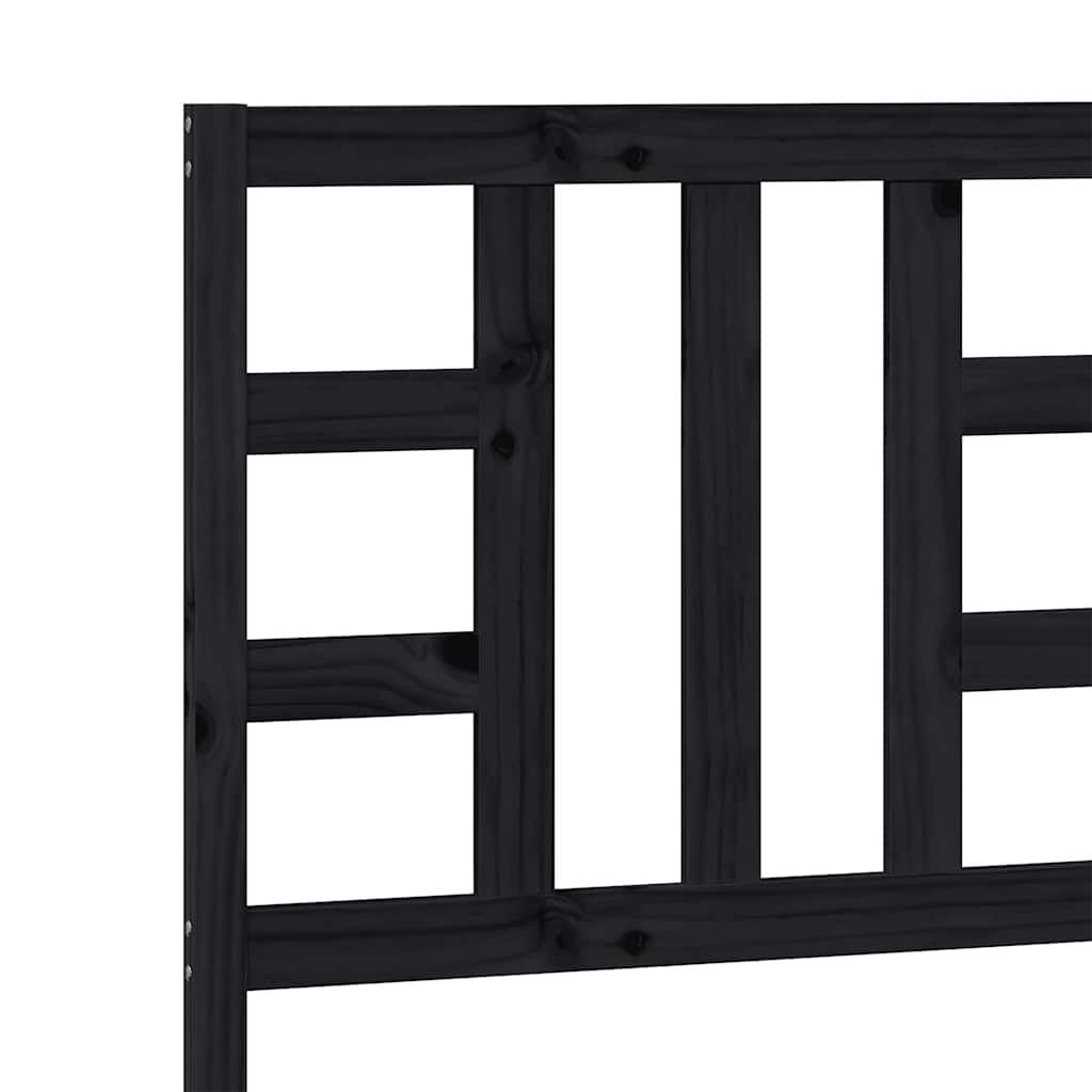 Bed Headboard Black 81x4x100 cm Solid Wood Pine