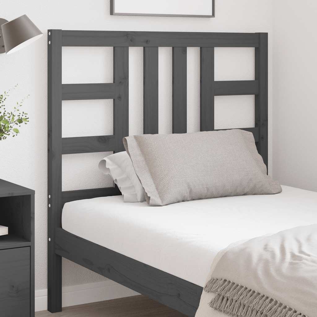 Bed Headboard Grey 96x4x100 cm Solid Wood Pine
