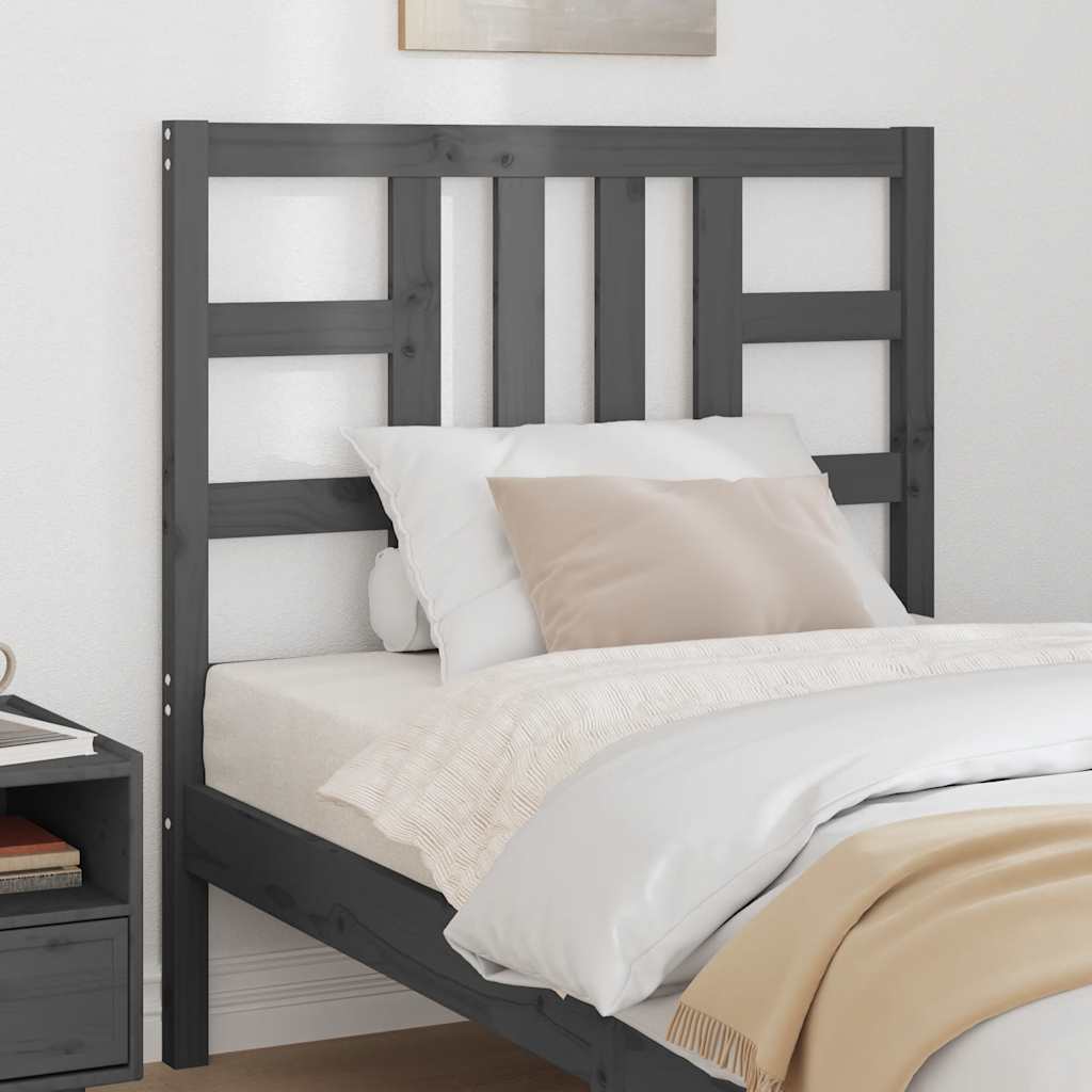 Bed Headboard Grey 96x4x100 cm Solid Wood Pine