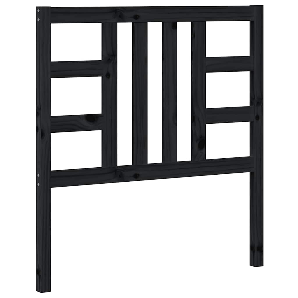 Bed Headboard Black 96x4x100 cm Solid Wood Pine