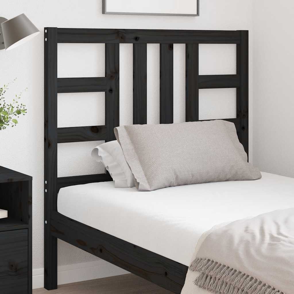 Bed Headboard Black 96x4x100 cm Solid Wood Pine