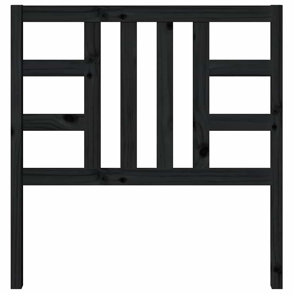 Bed Headboard Black 96x4x100 cm Solid Wood Pine