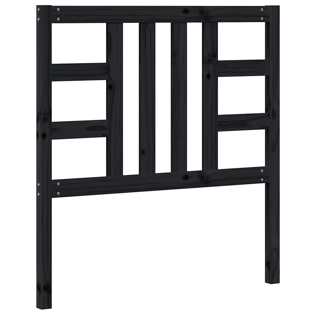 Bed Headboard Black 96x4x100 cm Solid Wood Pine