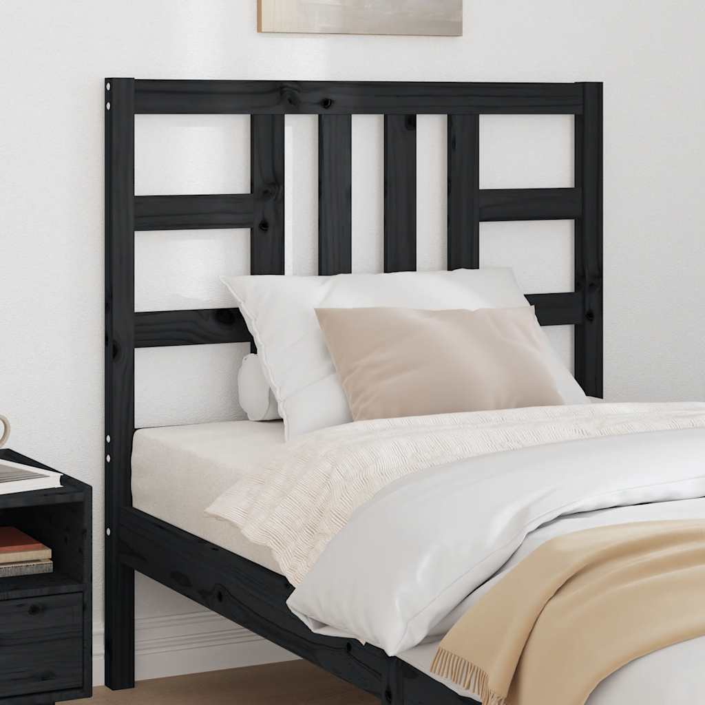 Bed Headboard Black 96x4x100 cm Solid Wood Pine