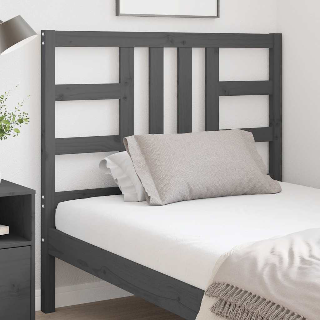 Bed Headboard Grey 106x4x100 cm Solid Wood Pine