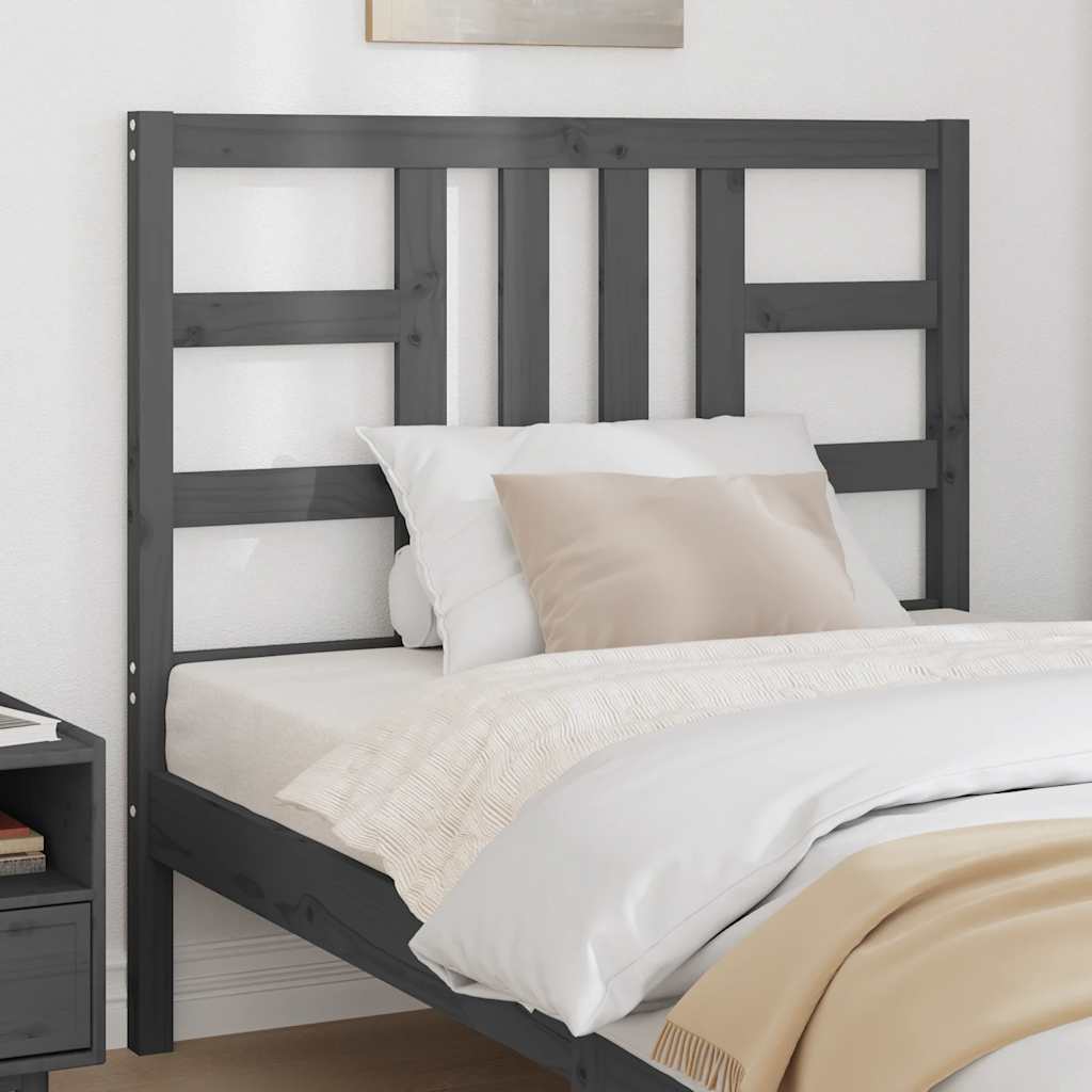 Bed Headboard Grey 106x4x100 cm Solid Wood Pine