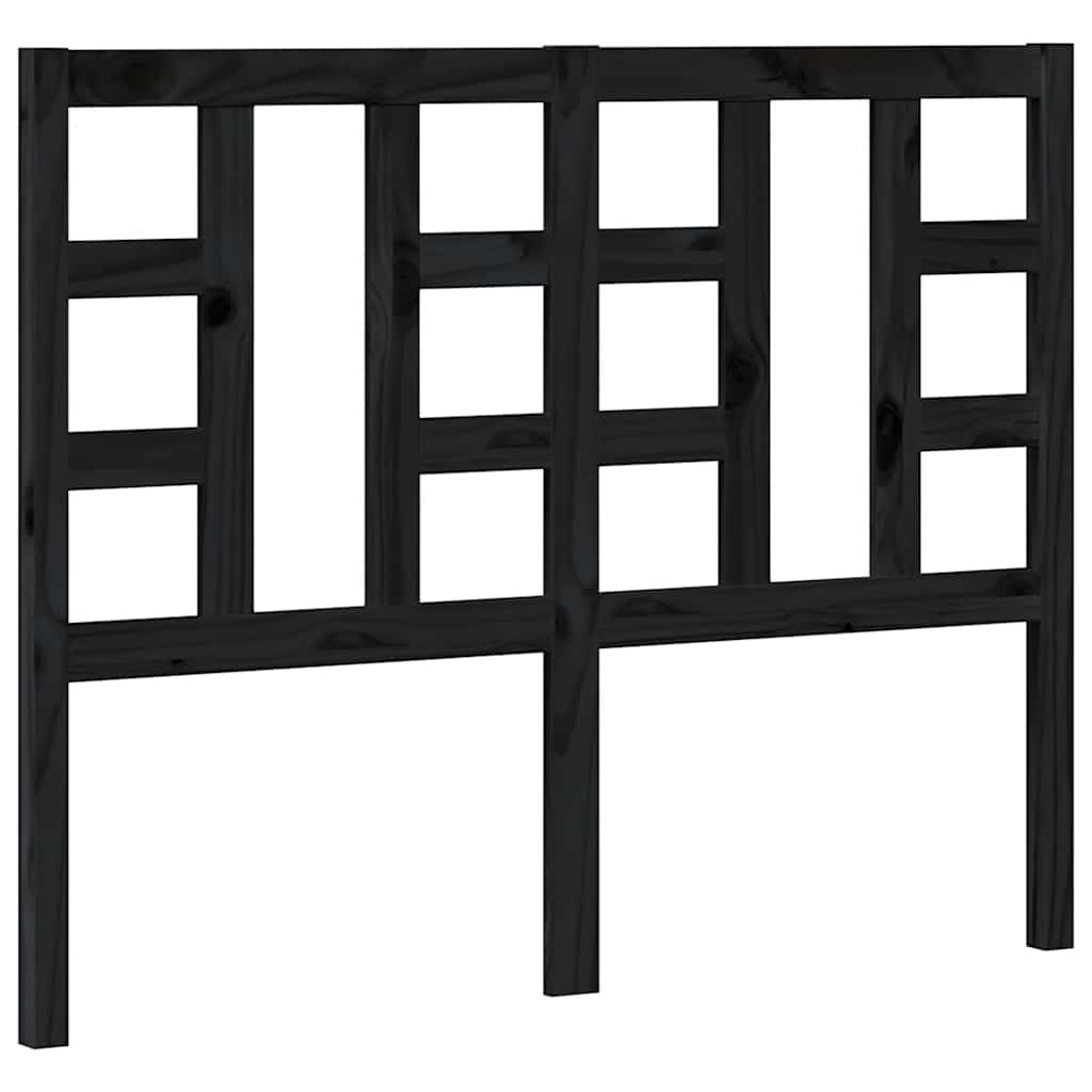 Bed Headboard Black 126x4x100 cm Solid Wood Pine