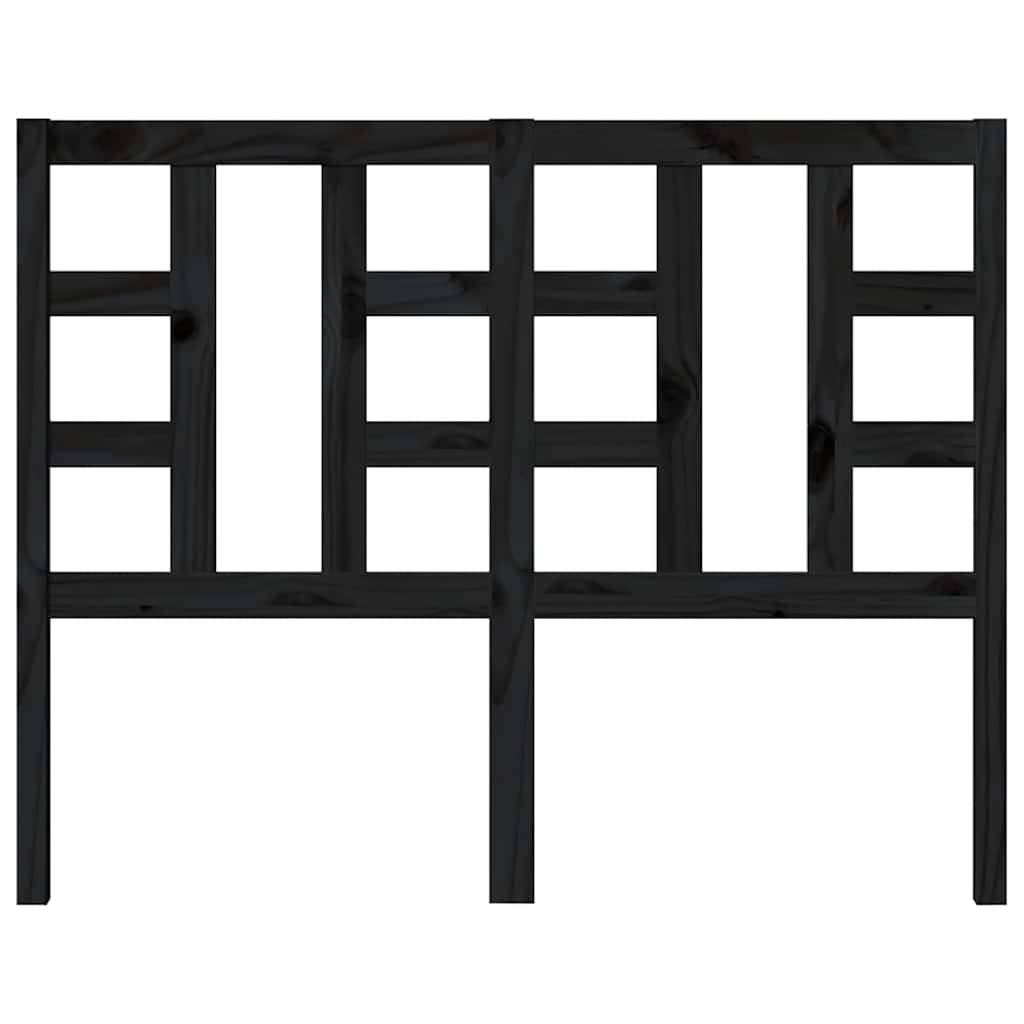 Bed Headboard Black 126x4x100 cm Solid Wood Pine