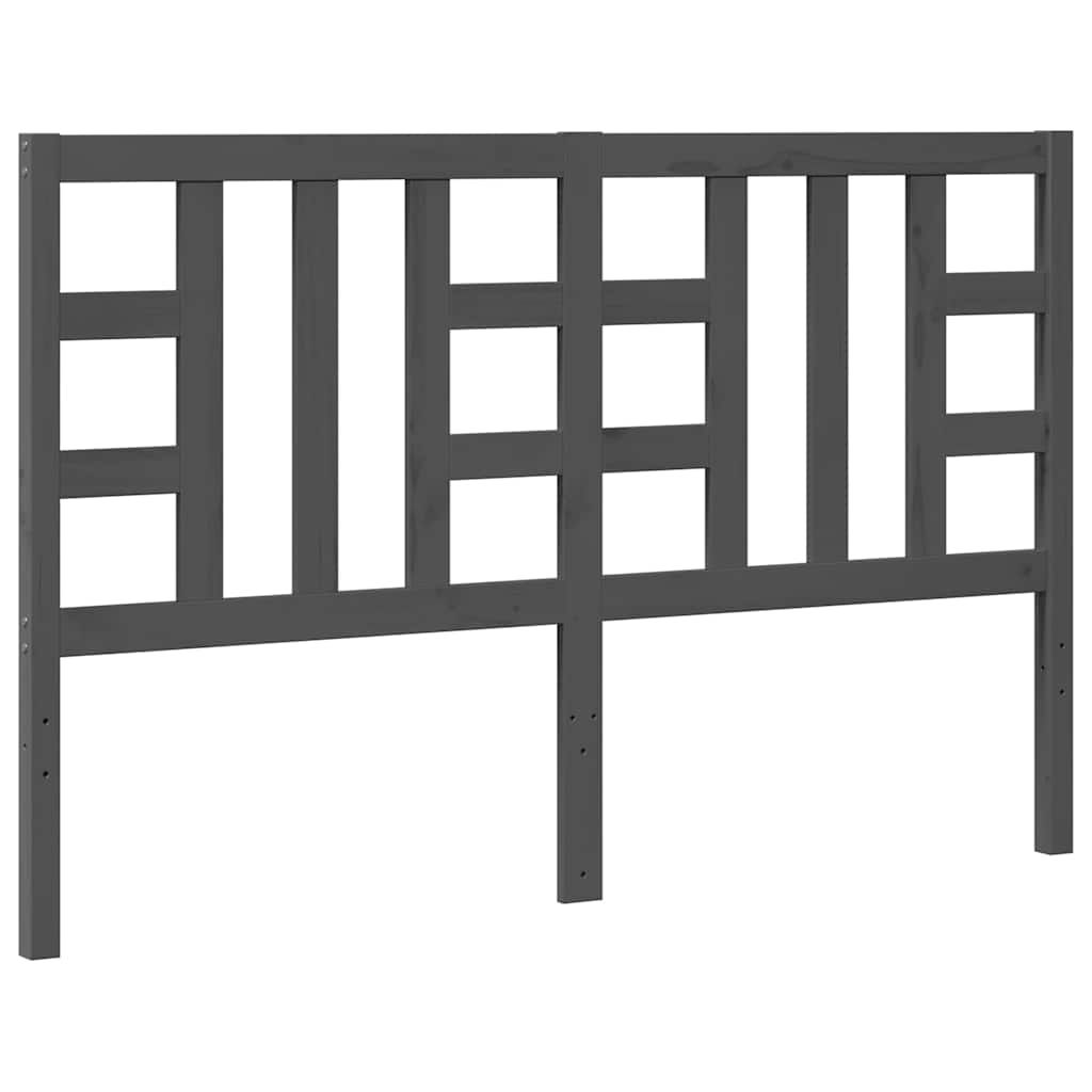 Bed Headboard Grey 146x4x100 cm Solid Wood Pine