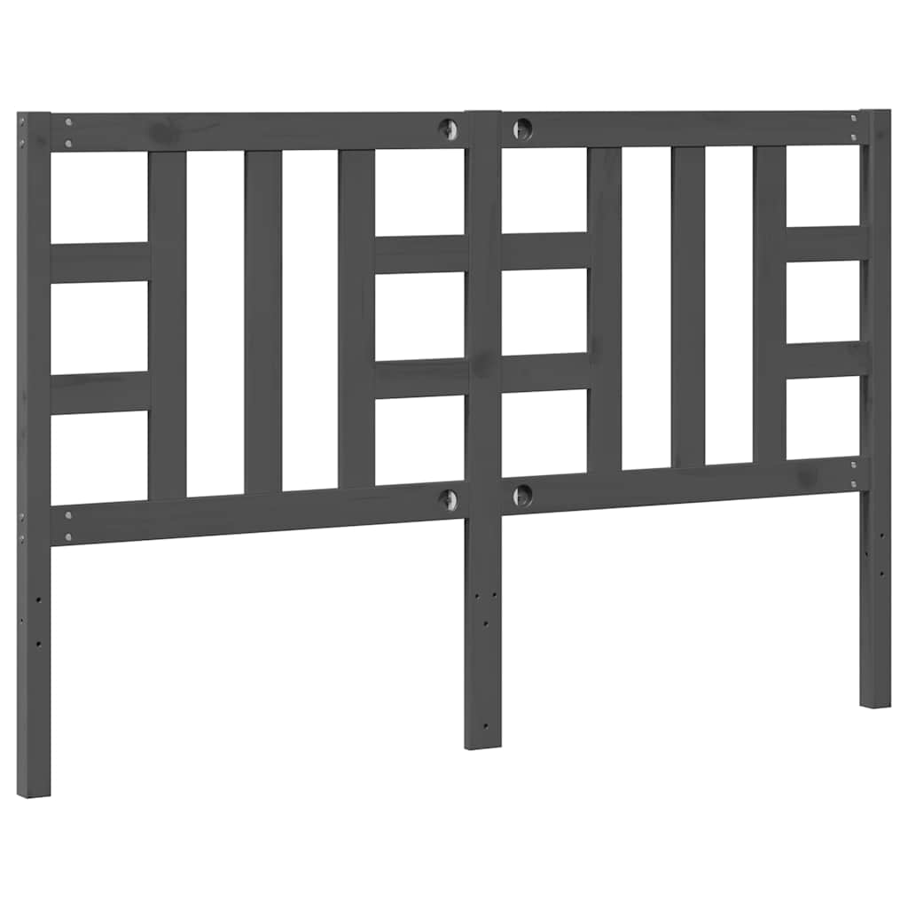 Bed Headboard Grey 146x4x100 cm Solid Wood Pine