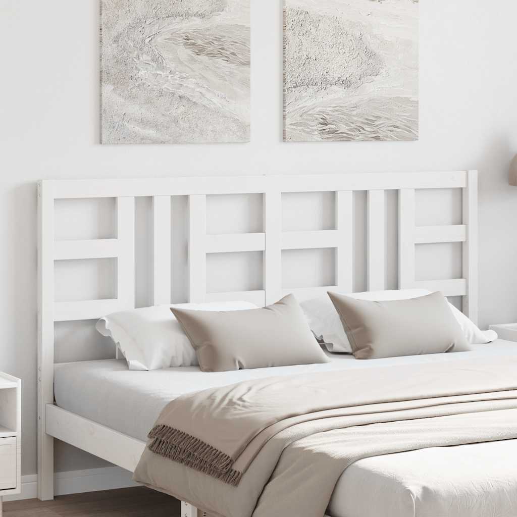 Bed Headboard White 156x4x100 cm Solid Wood Pine