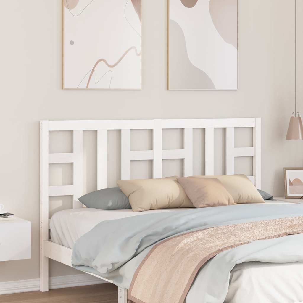 Bed Headboard White 156x4x100 cm Solid Wood Pine