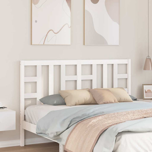 Bed Headboard White 156x4x100 cm Solid Wood Pine
