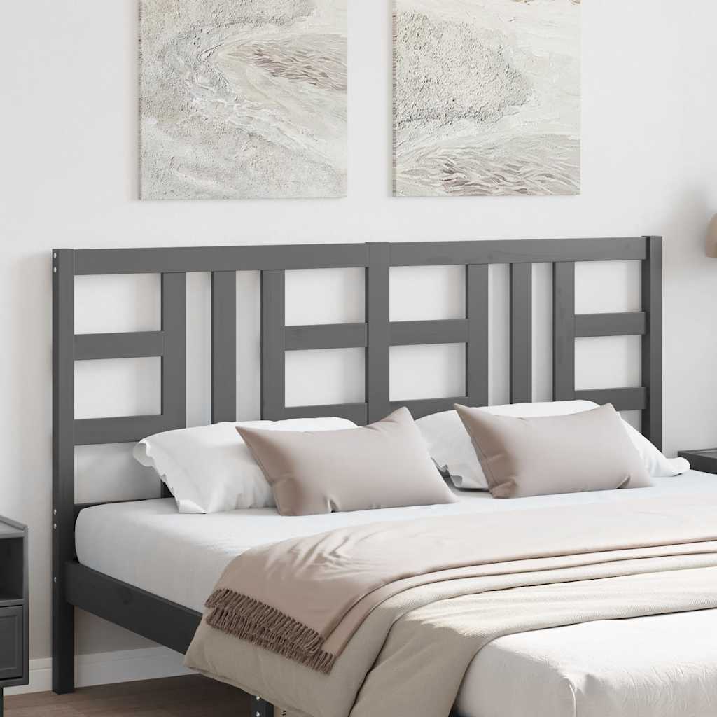 Bed Headboard Grey 166x4x100 cm Solid Wood Pine