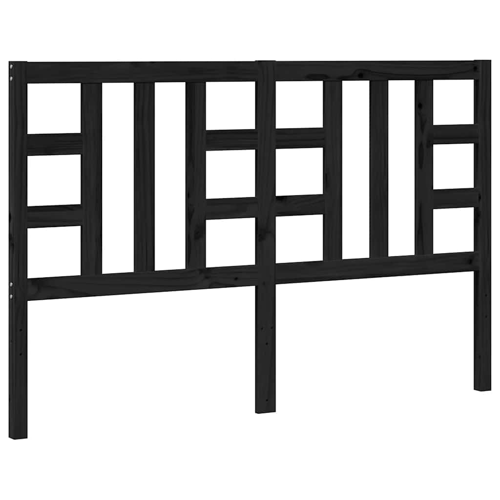 Bed Headboard Black 166x4x100 cm Solid Wood Pine