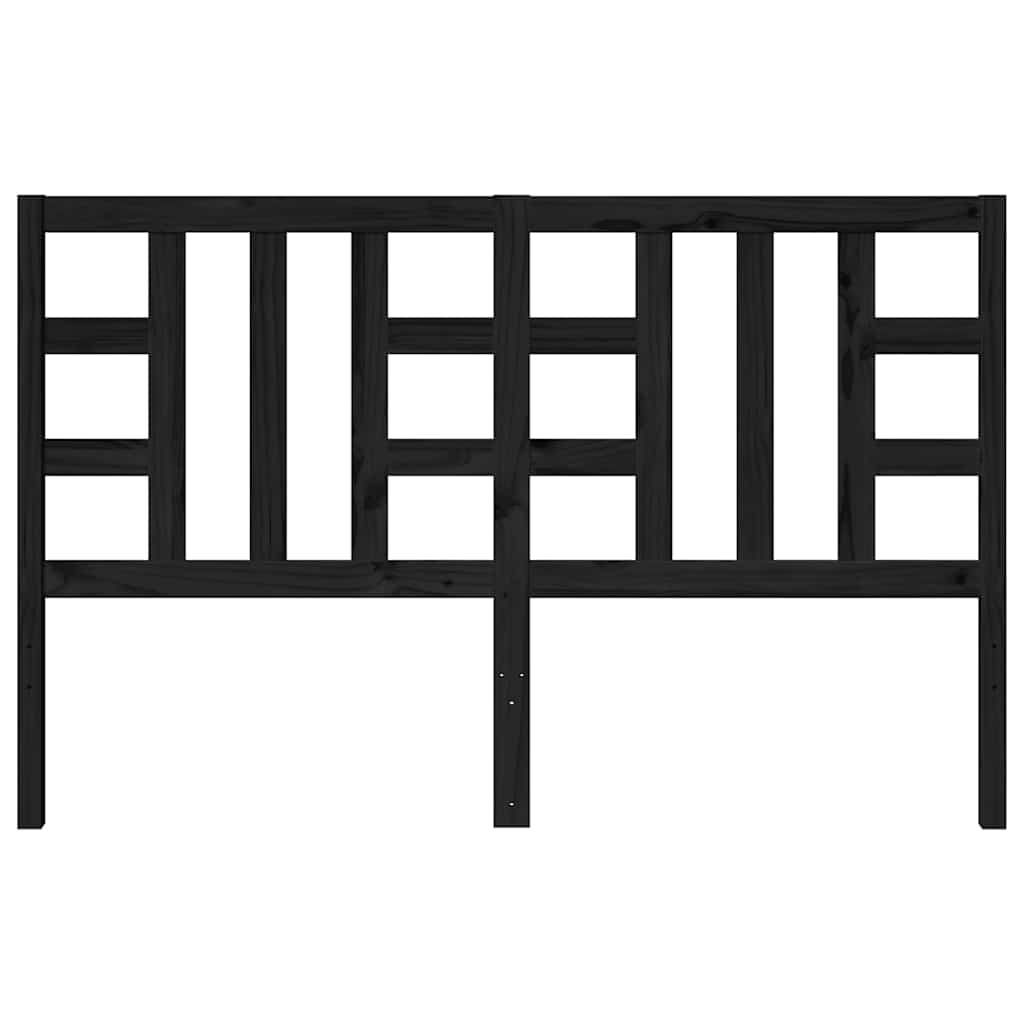 Bed Headboard Black 166x4x100 cm Solid Wood Pine
