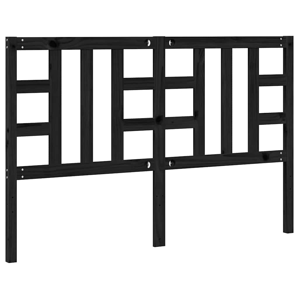 Bed Headboard Black 166x4x100 cm Solid Wood Pine