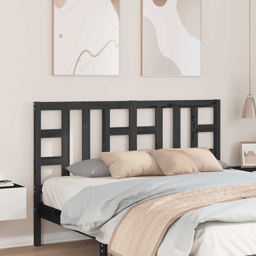 Bed Headboard Black 166x4x100 cm Solid Wood Pine