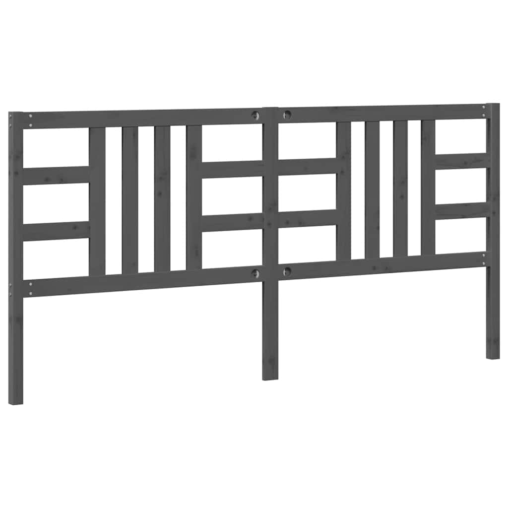 Bed Headboard Grey 206x4x100 cm Solid Wood Pine