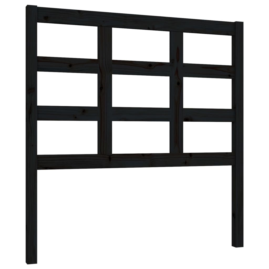Bed Headboard | Black | Solid pine wood | 95.5x4x100 cm |  Durable