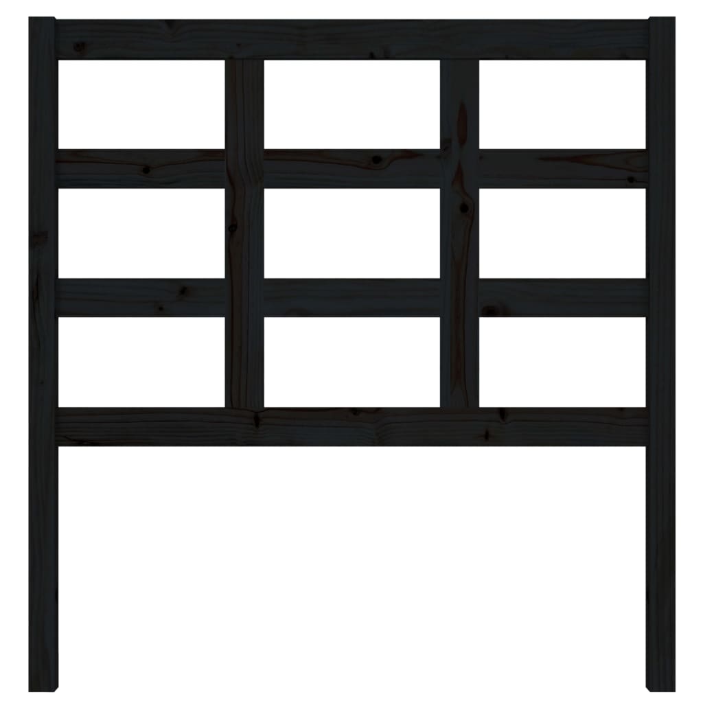 Bed Headboard | Black | Solid pine wood | 95.5x4x100 cm |  Durable