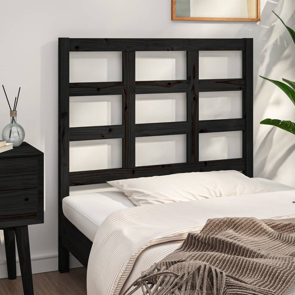 vidaXL Bed Headboard Black 105.5x4x100 cm Solid Wood Pine