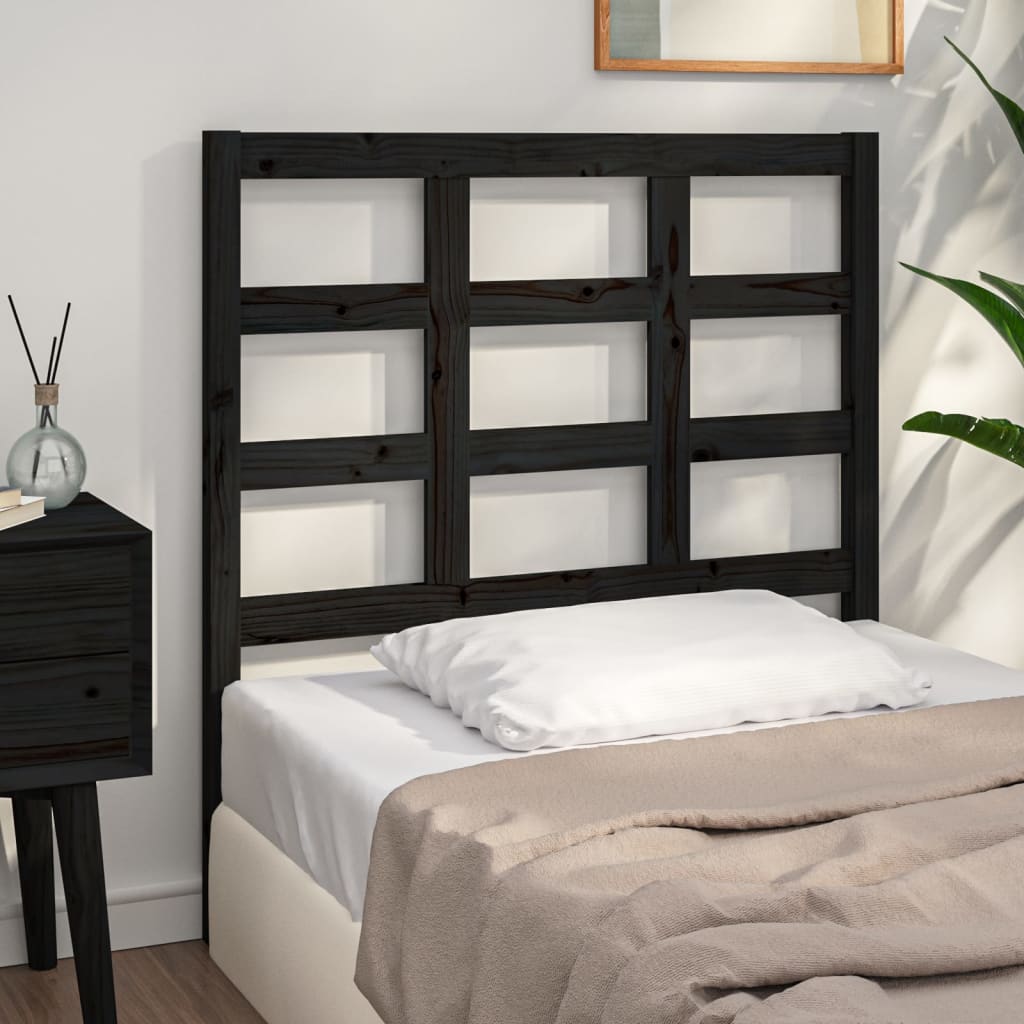 vidaXL Bed Headboard Black 105.5x4x100 cm Solid Wood Pine