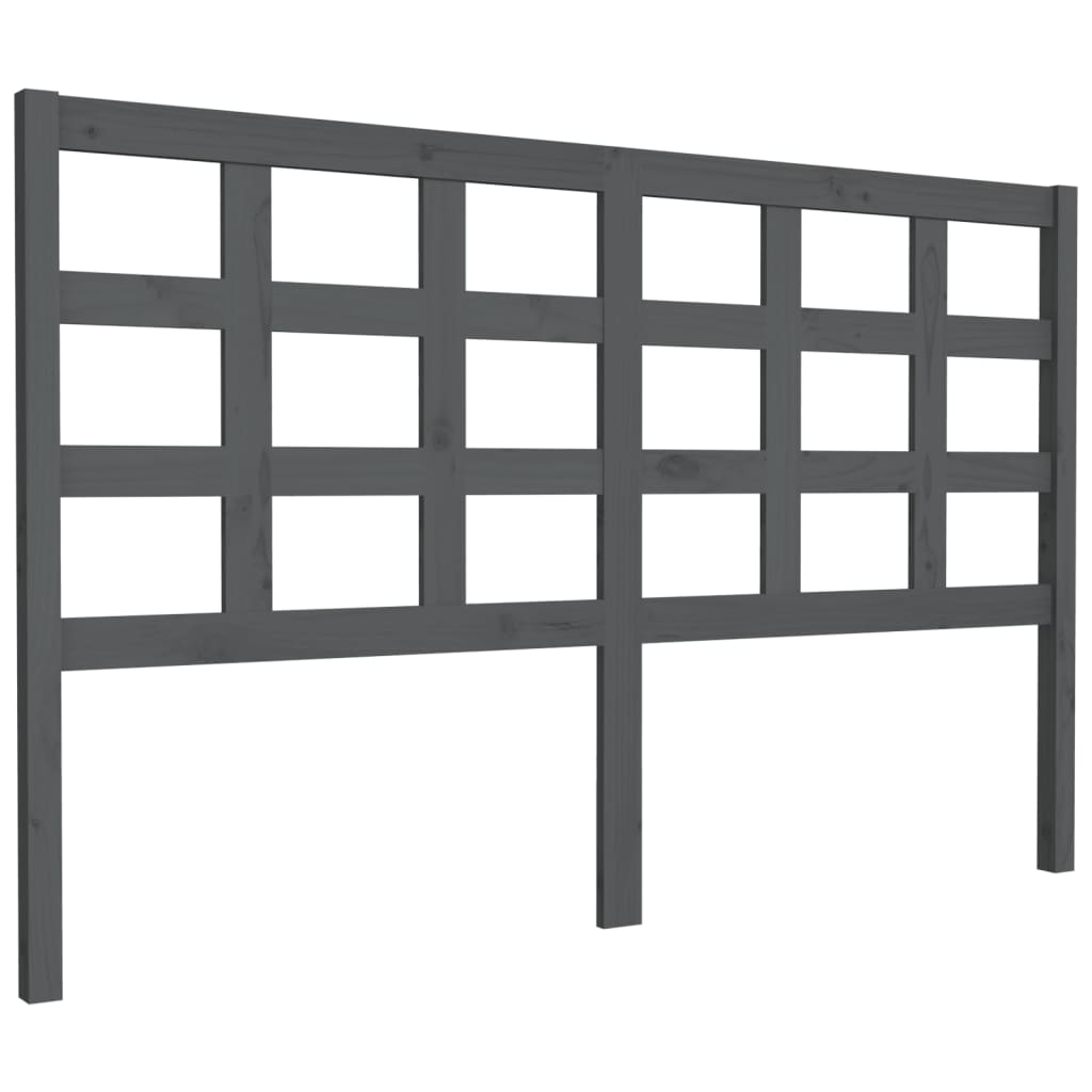 vidaXL Bed Headboard Grey 156x4x100 cm Solid Wood Pine