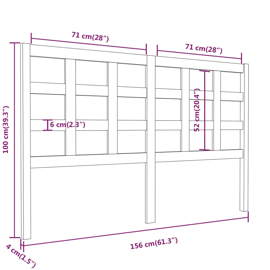 vidaXL Bed Headboard Grey 156x4x100 cm Solid Wood Pine