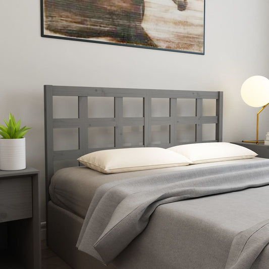 vidaXL Bed Headboard Grey 156x4x100 cm Solid Wood Pine