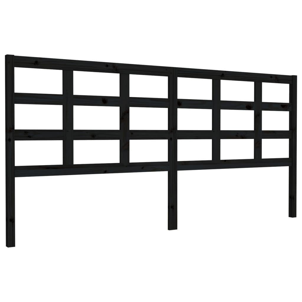 vidaXL Bed Headboard Black 205.5x4x100 cm Solid Wood Pine