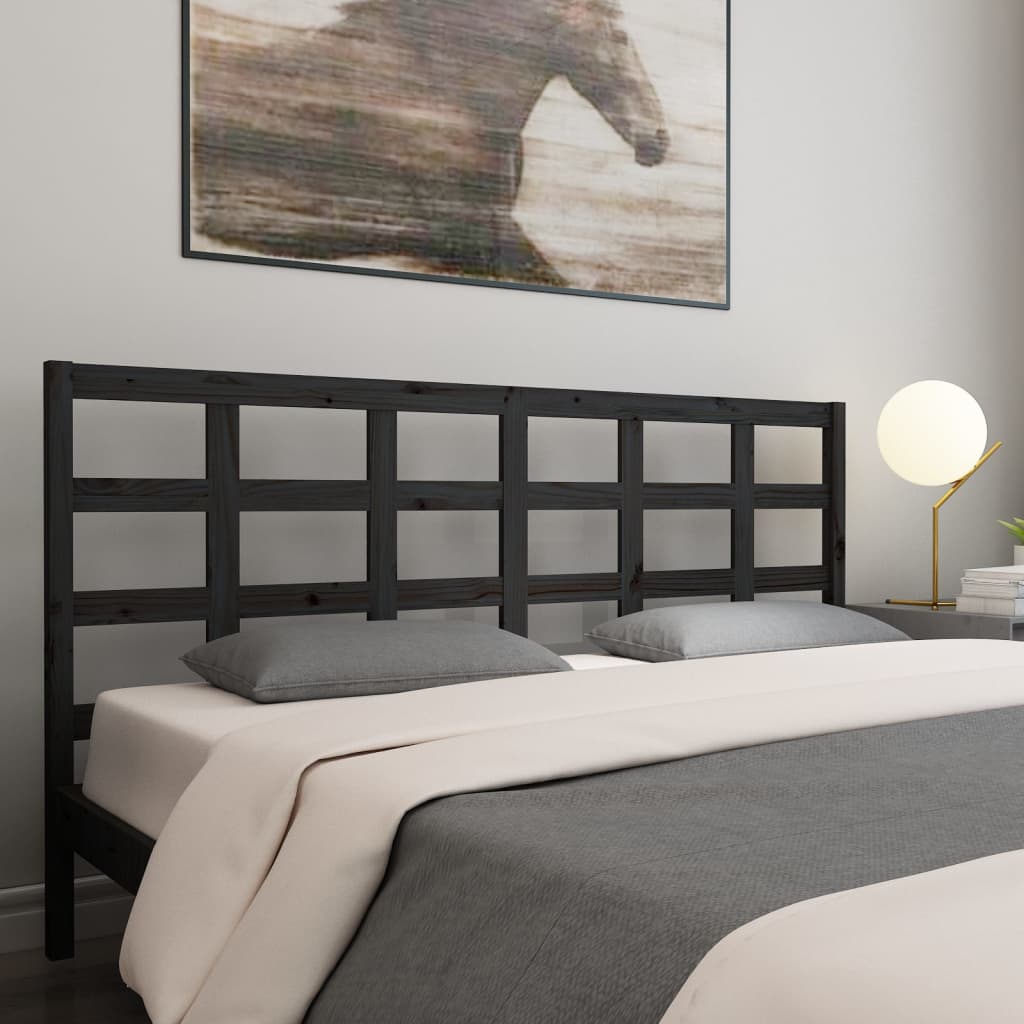 vidaXL Bed Headboard Black 205.5x4x100 cm Solid Wood Pine