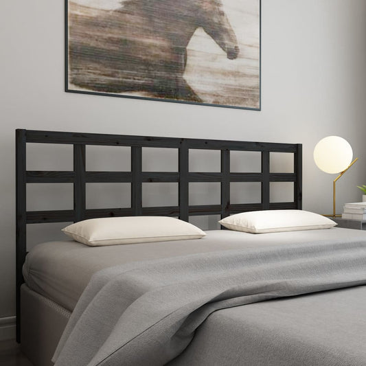 vidaXL Bed Headboard Black 205.5x4x100 cm Solid Wood Pine