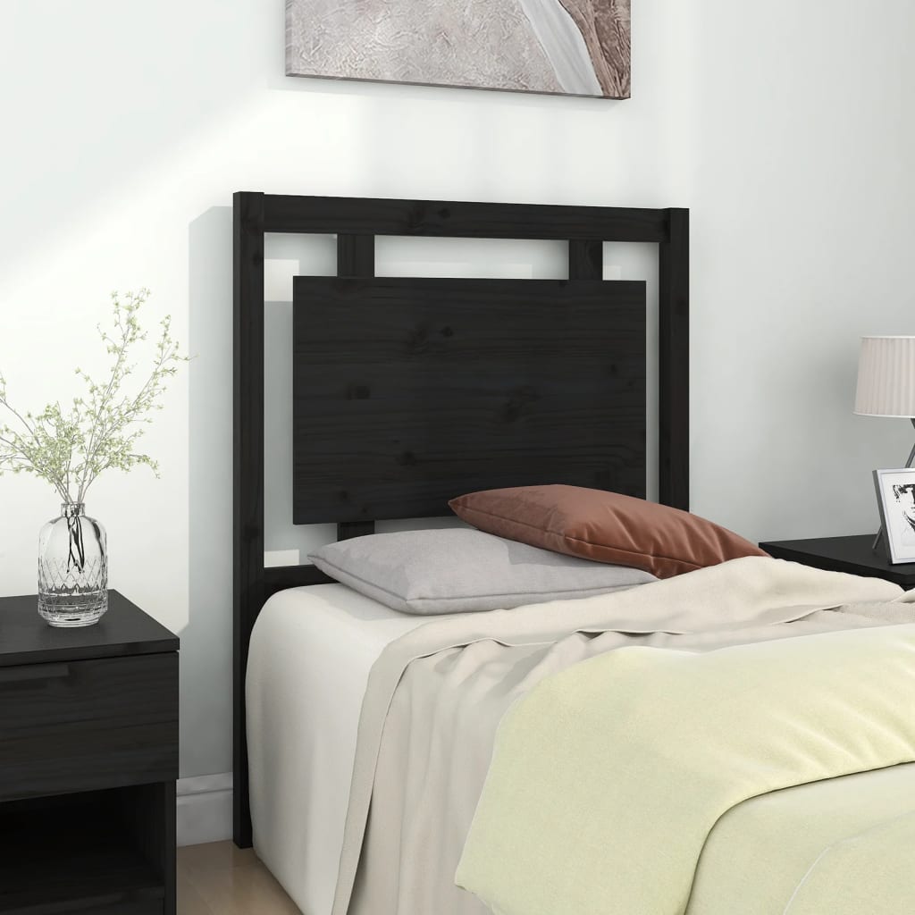 vidaXL Bed Headboard Black 80.5x4x100 cm Solid Pine Wood