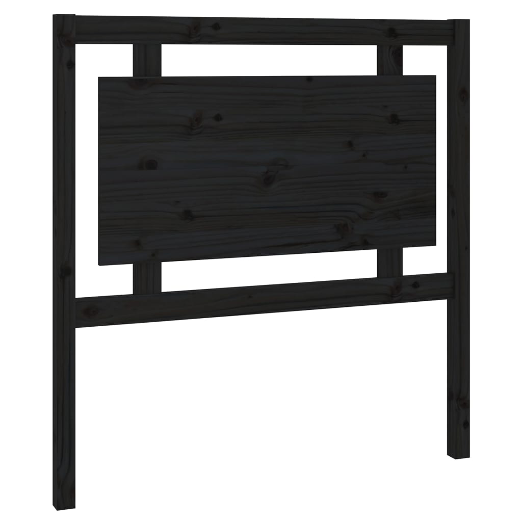 Bed Headboard | Black | Solid Pine Wood | Standard | Decorative Inlays
