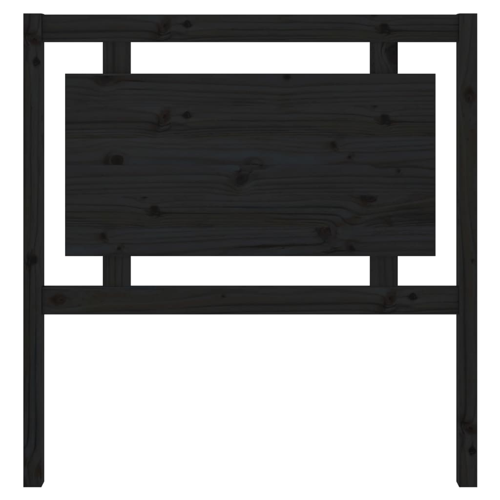 Bed Headboard | Black | Solid Pine Wood | Standard | Decorative Inlays