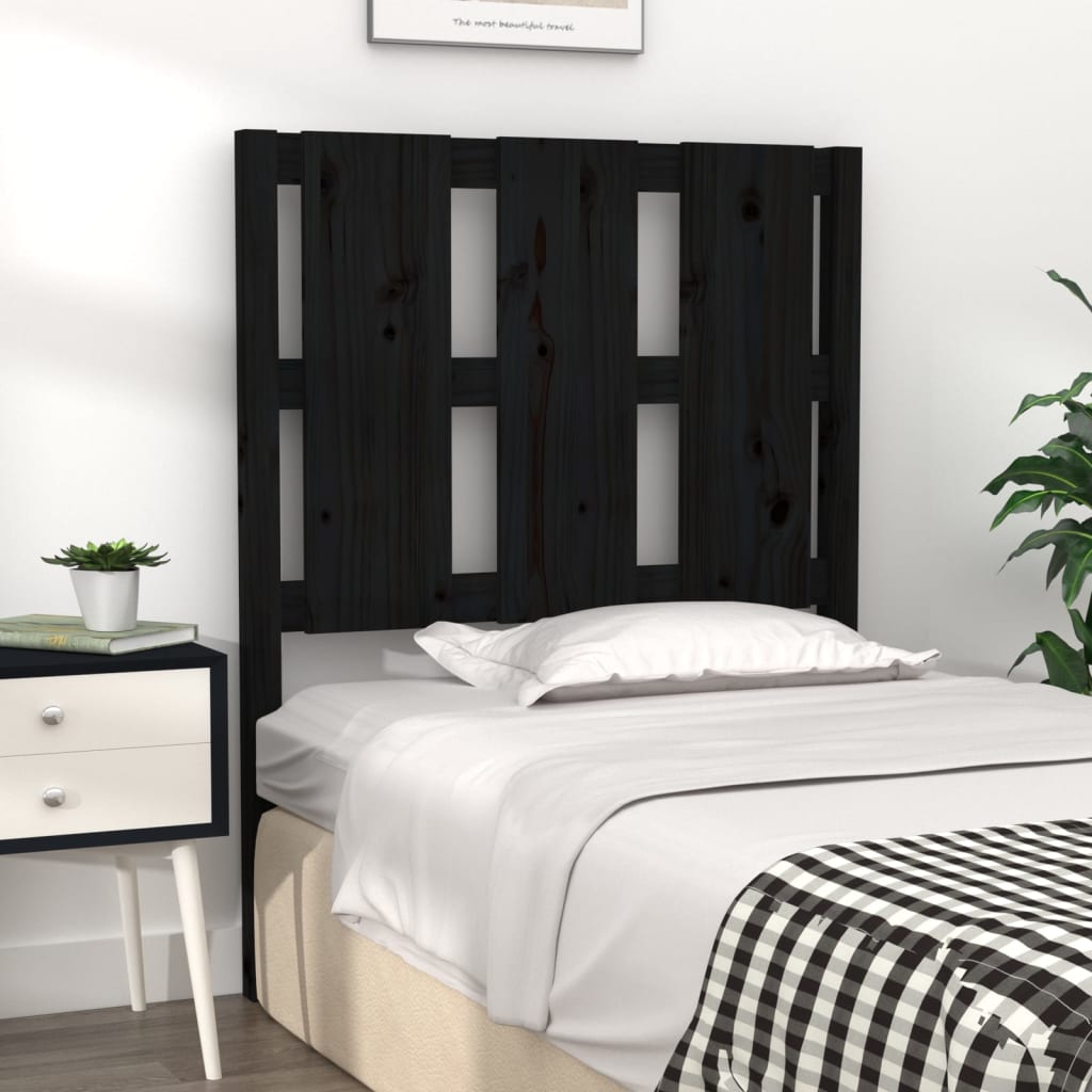 vidaXL Bed Headboard Black 80.5x4x100 cm Solid Wood Pine