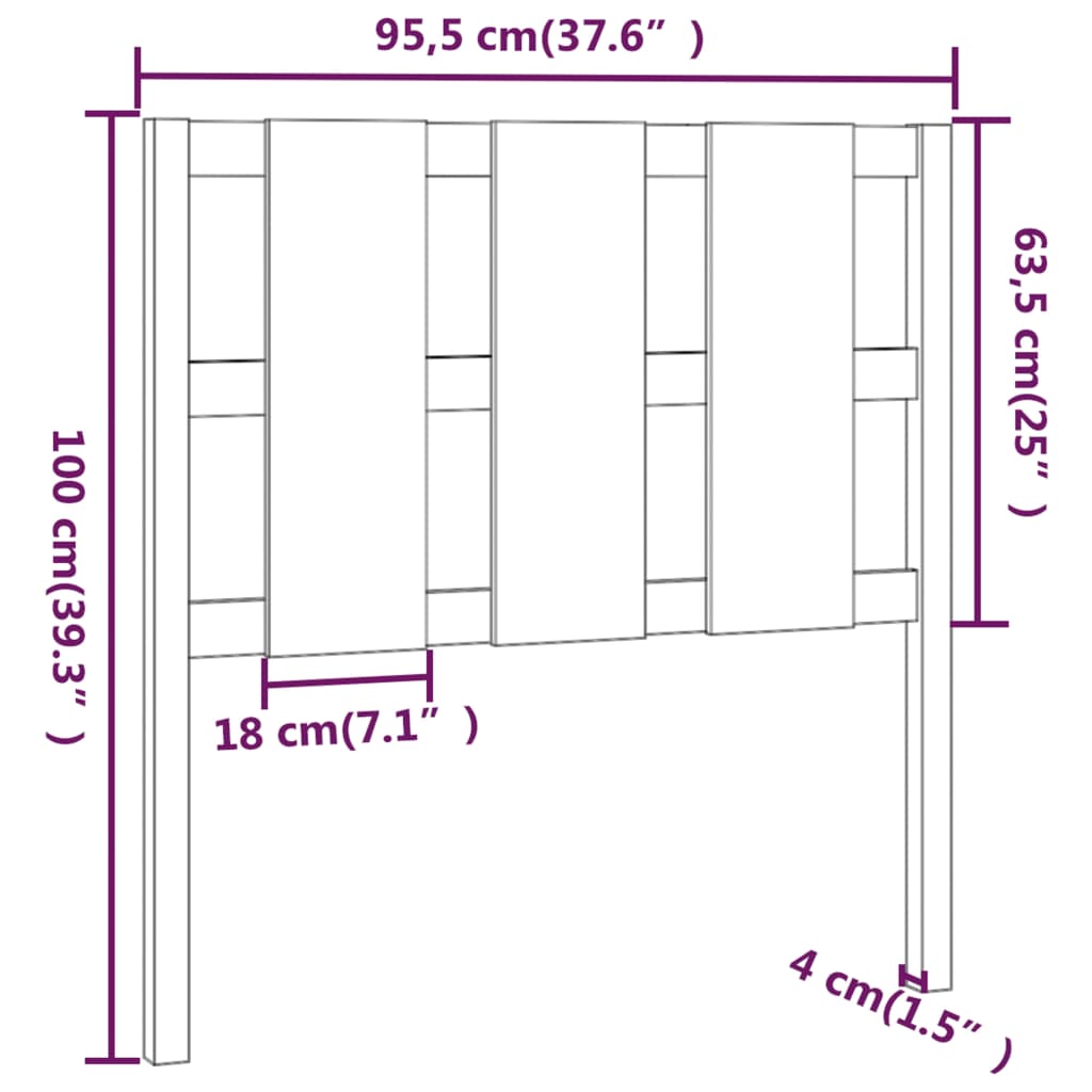 Bedhoofdbord wit 95,5x4x100 cm massief grenenhout