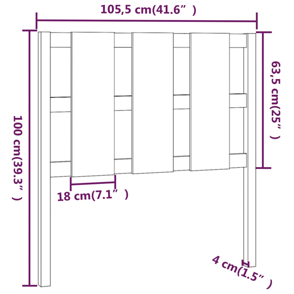 Bedhoofdbord wit 105,5x4x100 cm massief grenenhout