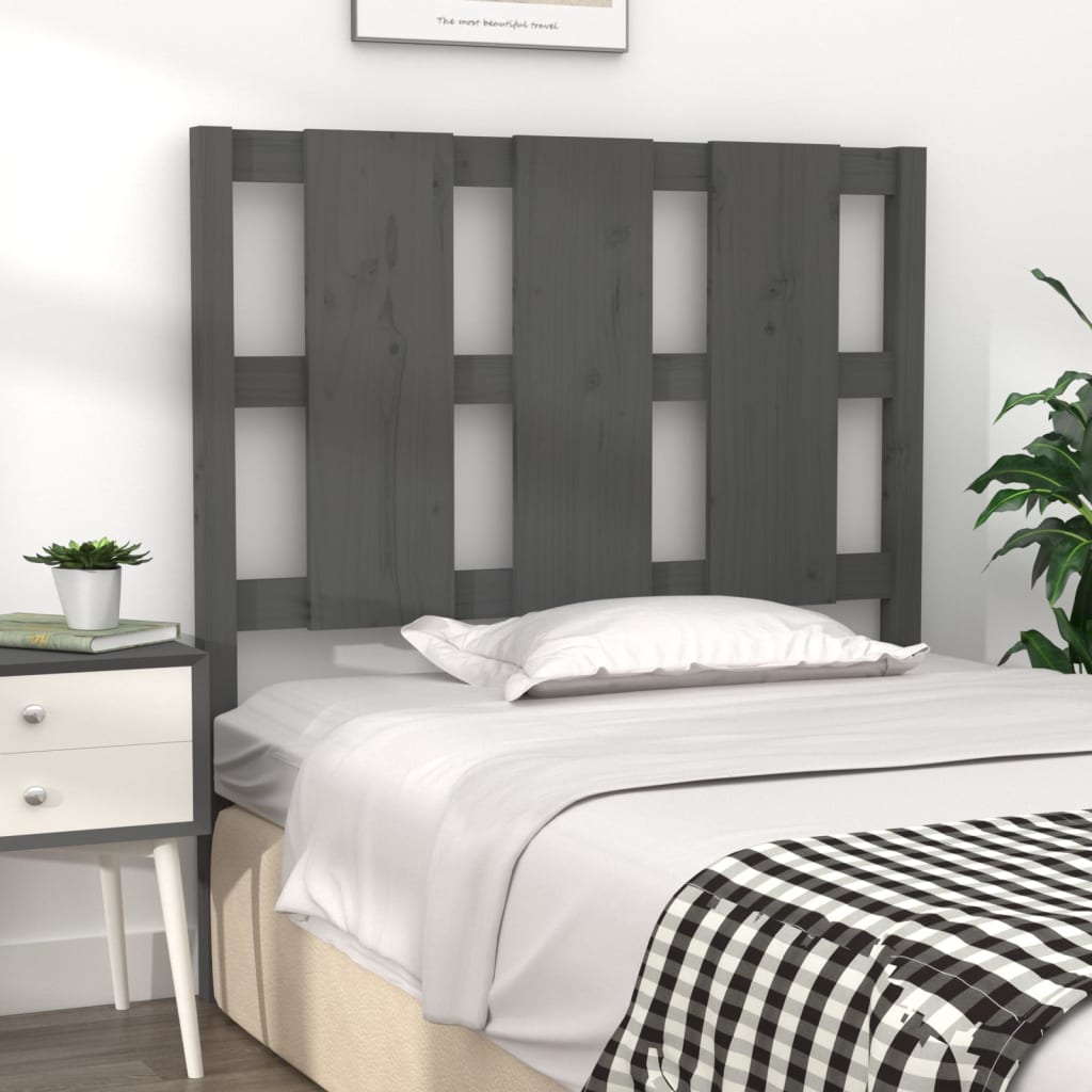 vidaXL Bed Headboard Grey 105.5x4x100 cm Solid Wood Pine