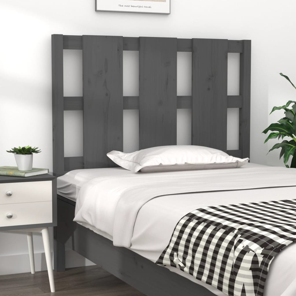 vidaXL Bed Headboard Grey 105.5x4x100 cm Solid Wood Pine