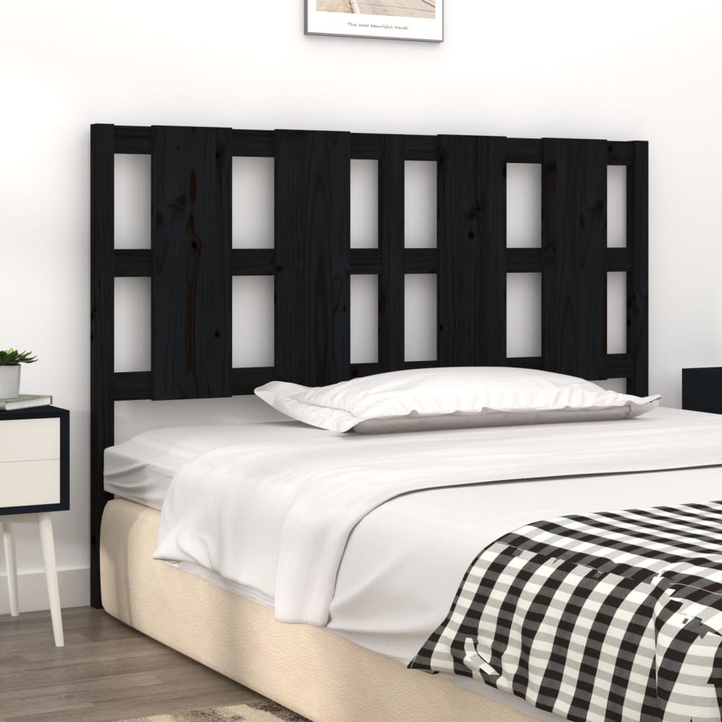 vidaXL Bed Headboard Black 125.5x4x100 cm Solid Wood Pine