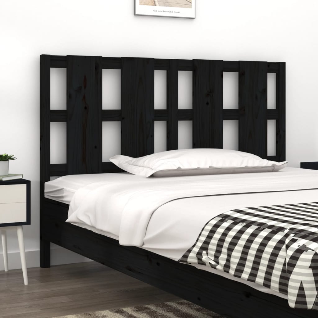 vidaXL Bed Headboard Black 125.5x4x100 cm Solid Wood Pine