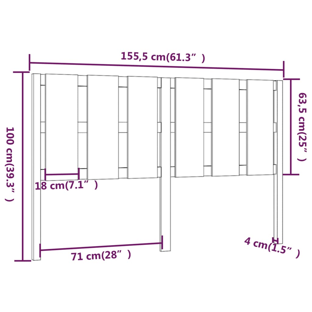 Bedhoofdeinde 155,5x4x100 cm massief grenenhout